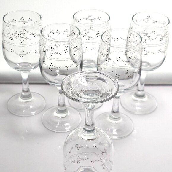 6 Anchor Hocking Hawthorn Goblets 6" wine glasses brown Country Accents 1980s - Picture 8 of 10